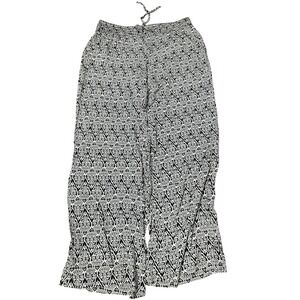 Hannah Women's Black White Viscose Pull On Casual Pants‎ Size M High Rise